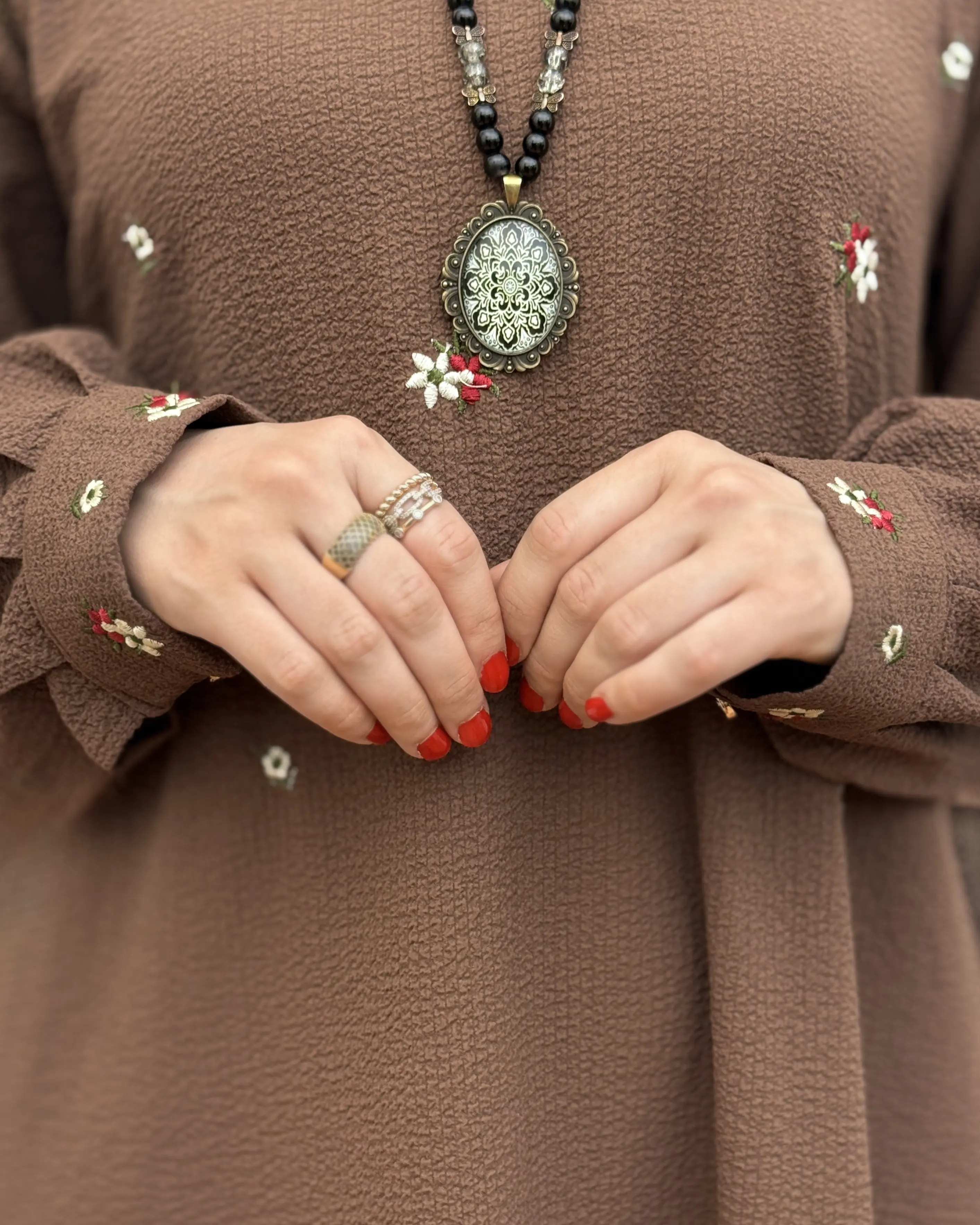 پیراهن مانتویی بلند پفکی مدل راحیل